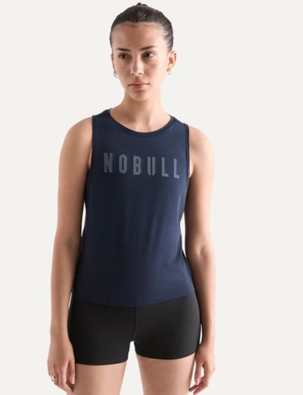 No Bull Tank Top Womens Size Medium Muscle Tank BlackCropped Logo High Neck